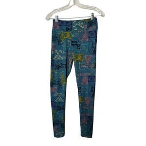 LulaRoe Leggings Green Print  Old Fashion Pink Phone Buttery Soft Warm Yoga  XS